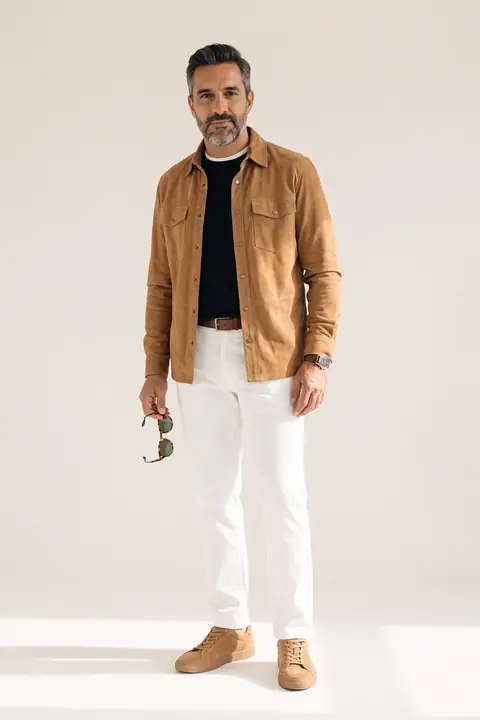 AI-generated photo of the Black + white + camel look
