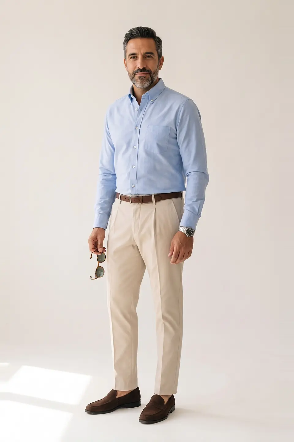 AI-generated photo of the Beige + light blue look
